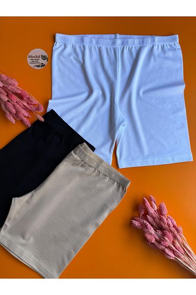 VicTroy Confort rece |   Țesătură modală Culoare albă și neagră 2 bucăți Lycra Basic Short Leggings-Short pentru femei