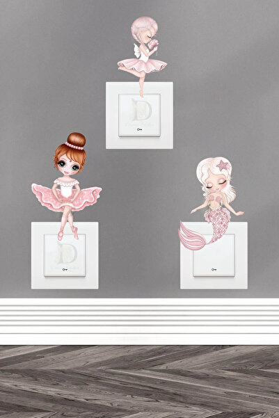KT Decor Peri Koleksoynu 3-Piece Socket Sticker Set