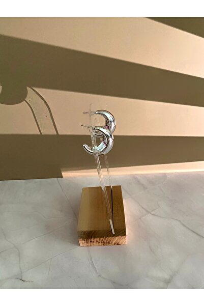 Bijoura Studio Curved Oval Hoop Silver Color Steel Nail Earrings