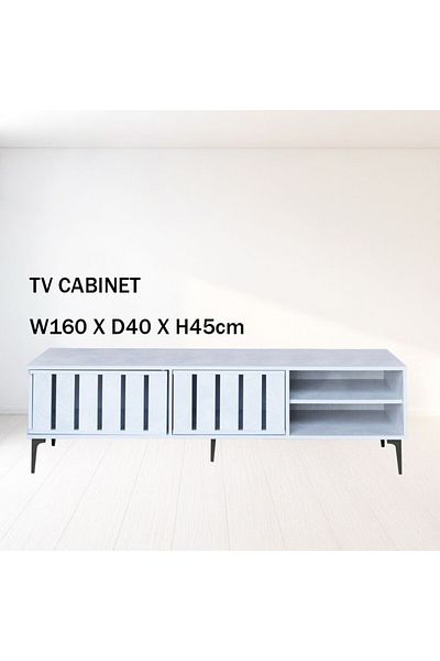 Generic TV Table, Large Living Room Wood Media Console Table with 2 Rack Storage and 2 Drawers 160x40x45cm