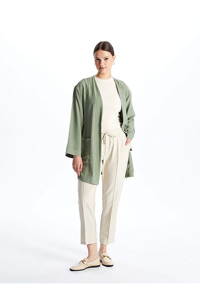 LC Waikiki Lcw Modest Beige Elastic Waist Comfortable Fit Women's Trousers