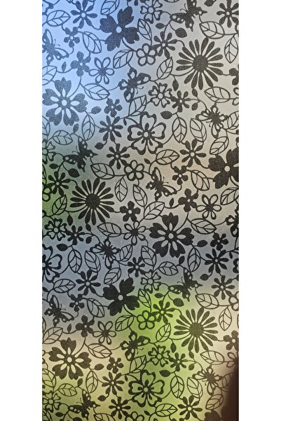 Technojet 45x150cm Statik Cam Filmi Siyah Çiçek Desen Kaplama Mutfak Banyo Of...