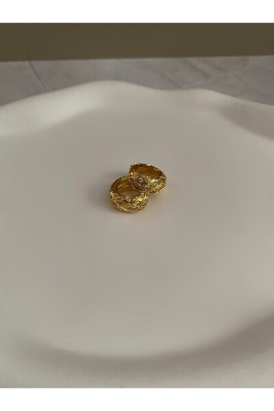 Bijoura Studio 14k Altın Kaplama Zirkon Taşlı Çelik Küpe