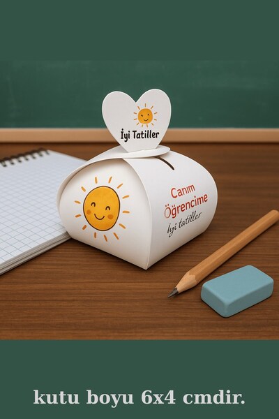 Emtory Home 15 Adet Okul Tatili Kalpli Kutu - Bonibon Kutusu - Çikolata Kutusu - Öğrenci Hediye - Okul Hediye