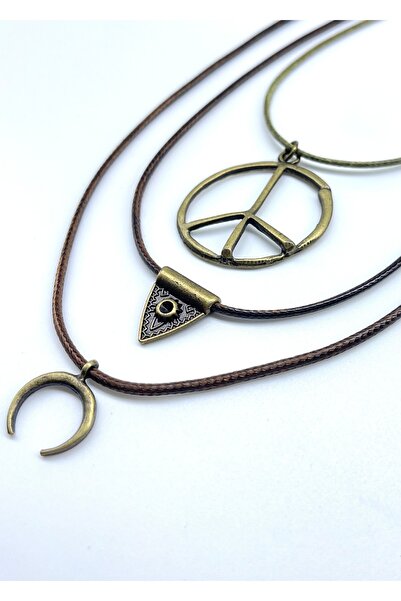 Concept HuBuTU Minimal Bohem Tarz Suni Deri Gümüş Kaplama Barış Muska Türk Fi...