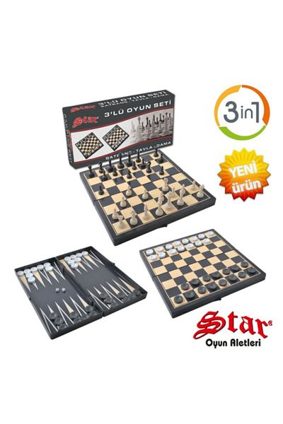 Art Tone Star Chess-Backgammon-Damas Set 3in1 Large