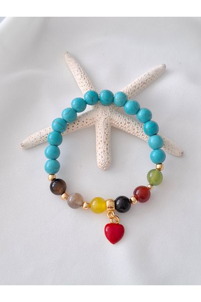 İPAR AKSESUAR Turquoise Natural Stone Heart Lucky Bracelet