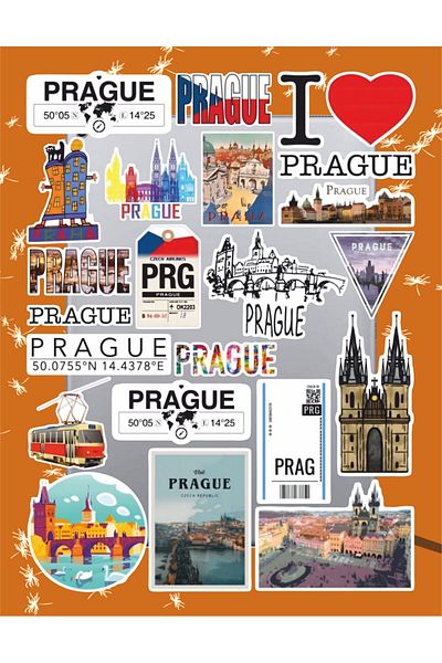 hediyenebak Prague Praha Sticker Set |   Laptop Agenda Pc Tablet Phone Notebook Sticker Bullet Journal