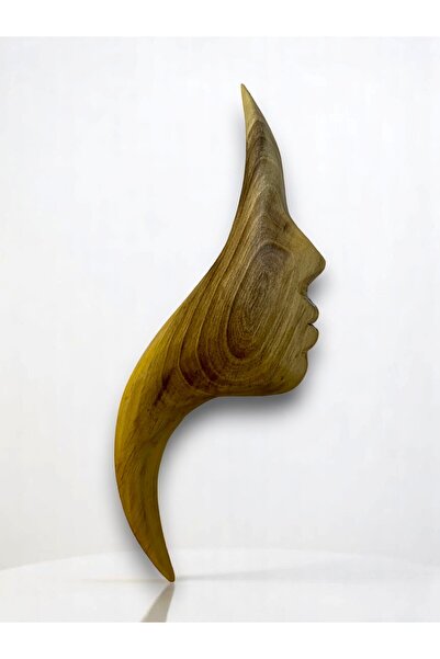 WOOD CARVING HUB El Yapımı Ahşap Oyma Ceviz Ağacı Kadın Yüzü Figürü Duvar Dek...