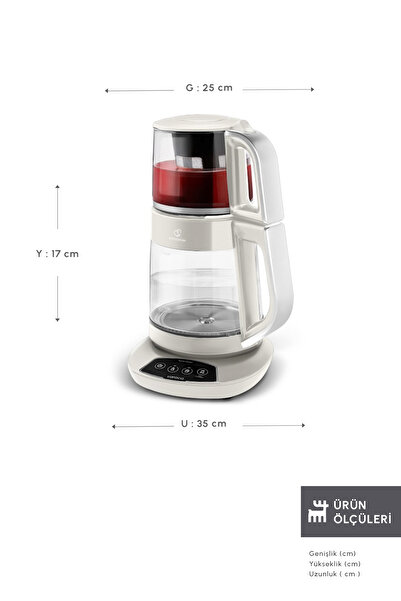 Karaca Çaysever 3 in 1 Konuşan Cam Çay Makinesi Su Isıtıcı ve Mama Suyu Hazırlama 1700W Starlight.