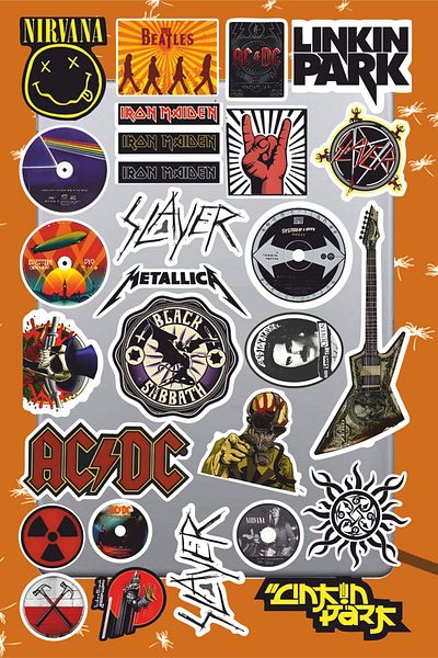 hediyenebak Rock Metal Series 1 Sticker Set |   Laptop Agenda Pc Tablet Phone Notebook Sticker Bullet Journal