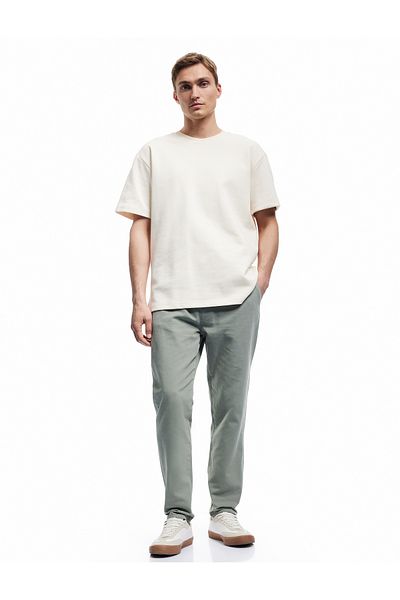 Koton Cotton Lace-Up Waist Pocket Detailed Canvas Chino Pants