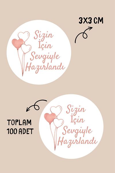 hediyenebak Made with Love for You Round Sticker 3X3 cm 100 Pcs