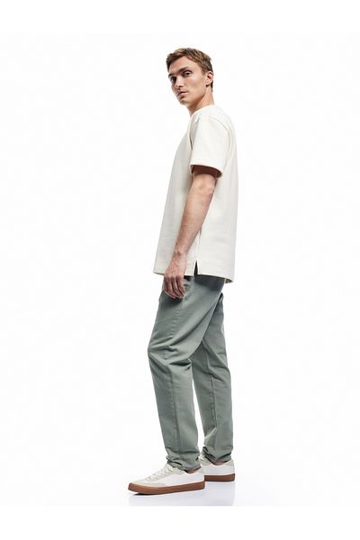 Koton Cotton Lace-Up Waist Pocket Detailed Canvas Chino Pants