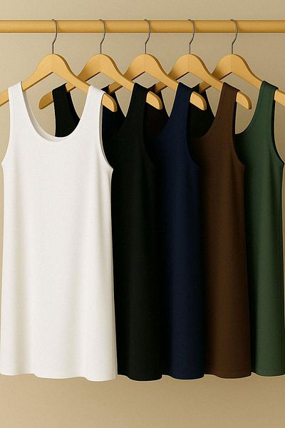 EFFE 5 Pieces Cotton Supreme Combed Cotton Strap Blouse