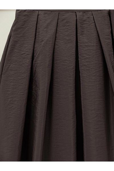 Modamorfo Elastic Waist Pleated Parachute Skirt -K. Coffee