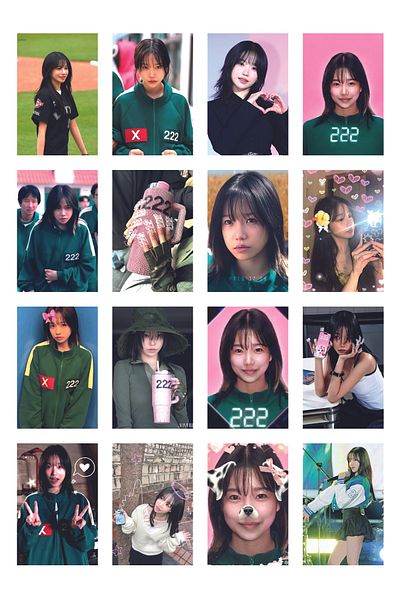 Metranya Player 222 Photo Card Set 16 Pieces Squid Game Decorative Board Gift Player Pola Card Photo