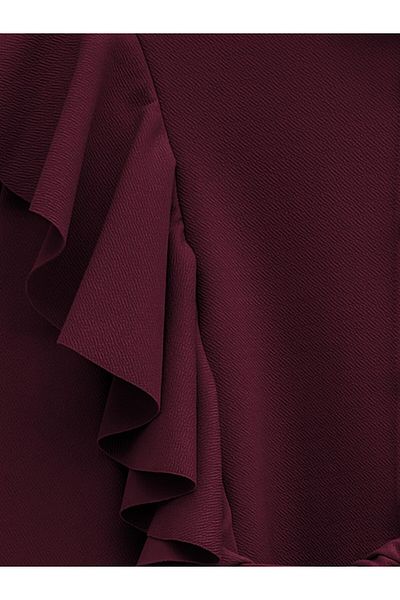 Modamorfo Button Detailed Ruffled Shoulder Suit - Burgundy