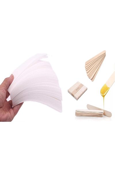 Other Waxing Papers for Hair Removal, Tear-Resistant Wax Strips and Natural Wooden Sticks (100 Waxing Pape