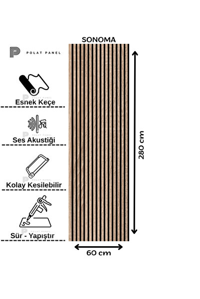 POLAT PANEL Esnek Keçeli Slim Duvar Paneli 60cm