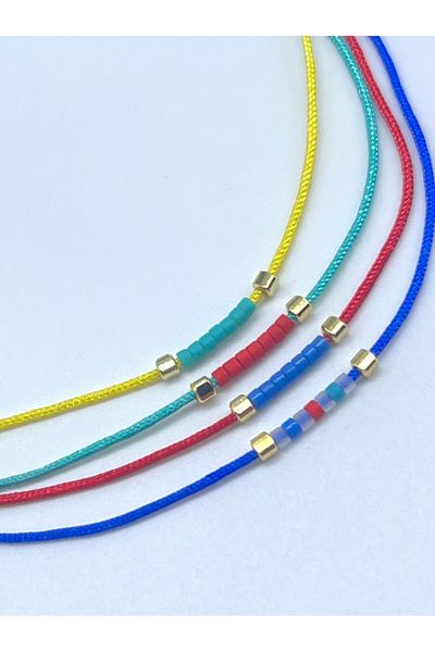 Concept HuBuTU Minimal Figured Miyuki Beaded Summer Dating Rope Anklet Set (4 Pieces)