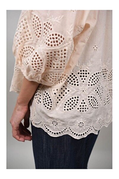 Y TWO WOMEN ΚΟΝΤΗ ΜΠΛΟΥΖΑ ΤΟΥΝΙΚ ΜΕ ΚΕΝΤΗΜΑ RAGGIO Μπεζ M-L