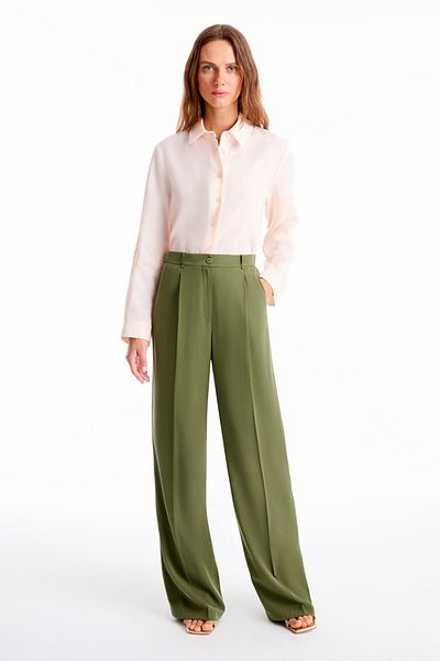 Perspective Khaki Days Regular Fit High Waist Trousers