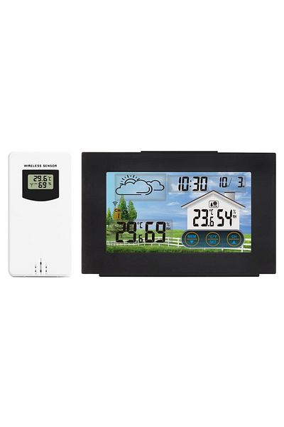Velixo Stație meteo wireless cu senzor exterior, temperatură și umiditate, prognoză meteo, calendar, ecran tactil LCD