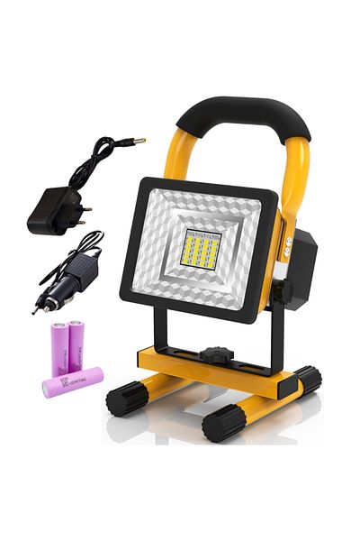 Velixo Led Projector, 24 Smd Leds, 2400 Lumens, 30w, Ip65 Waterproof, Rechargeable, 3 Batteries Included