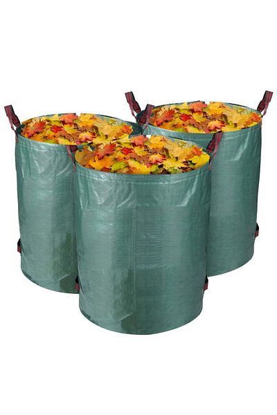 Velixo Set de 3 coșuri de grădină pliabile, impermeabile, cu mânere de transport, reutilizabile, 86x67cm, 300L, frunze și iarbă