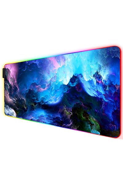 Velixo Large Rubber Mousepad, Rgb Led,non-slip,waterproof,anti-tear Stitches,wave Pattern,usb Cable,80x30cm