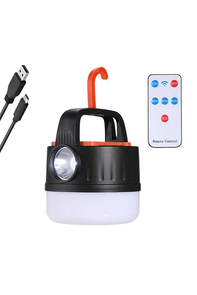 Velixo Portable Led Flashlight Solar Charged, Remote Control, External Battery, 360° Light, Hook, Handle