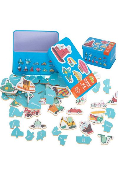 Velixo 24 Piece Puzzle, Vehicle Identification, Metal Storage Box Included, 5.5 x 6 cm Piece, Multicolor