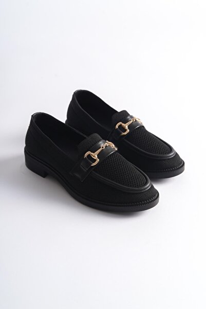 BESKAR Kb 021 Kuback Black Knitwear Black Sole g Buckle Casual Women's Shoes