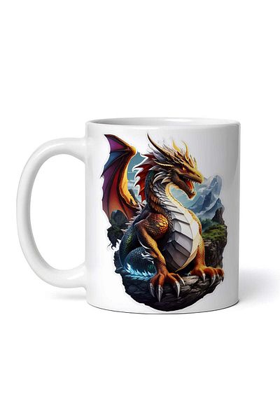 OEM Personalized White Mug, Mythological Dragon, Inovatix®. 330ml