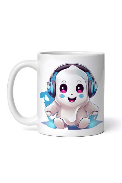 OEM Cană albă personalizată, Ghost cu căști, INOVATIX®. 330ml