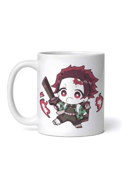 OEM Cană albă personalizată, Demon Slayer Tanjiro Kamado în luptă, INOVATIX®....