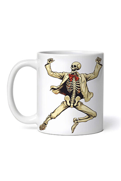 OEM Cană albă personalizată, schelet dansând în costum alb, INOVATIX®. 330ml