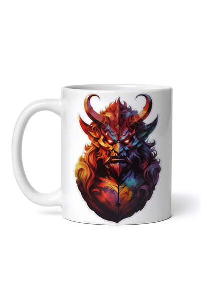 OEM Cană albă personalizată, Demonul Andras cu coarne, INOVATIX®. 330ml