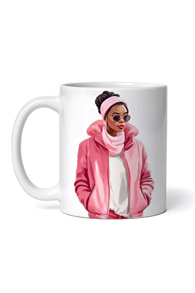 OEM Εξατομικευμένη Λευκή Κούπα, Κορίτσι σε Ροζ Aimme, Inovatix®. 330ml