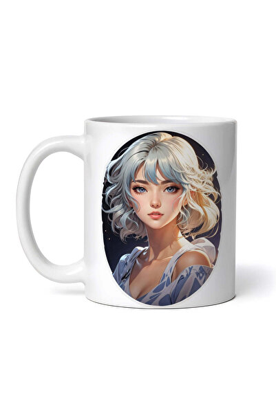 OEM Cană albă personalizată, bust de fată blondă, INOVATIX®. 330ml