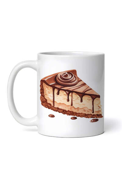 OEM Εξατομικευμένη Λευκή Κούπα, Φέτα Κέικ με Γλάσο Σοκολάτας, Inovatix®. 330ml