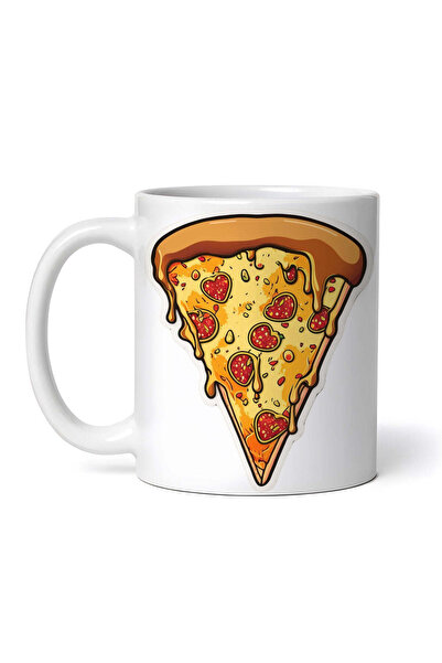 OEM Cană albă personalizată, felie de pizza cu salam, INOVATIX®. 330ml