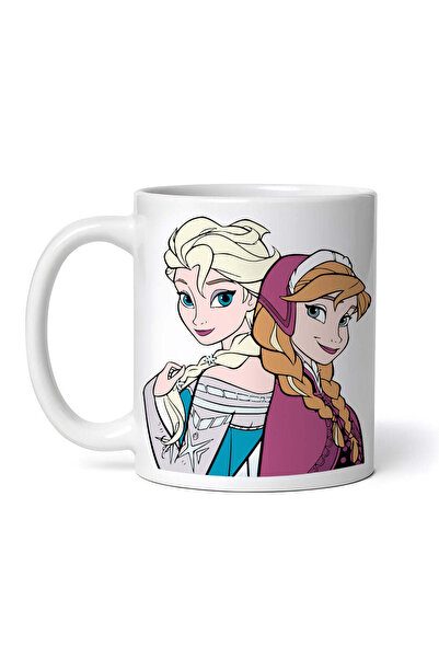 OEM Εξατομικευμένη Λευκή Κούπα, Έλσα και Άννα Πλάτη με Πλάτη, Inovatix®. 330ml