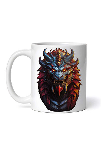 OEM Cană albă personalizată, Demonul Malphas cu coarne și colți, INOVATIX®. 330ml
