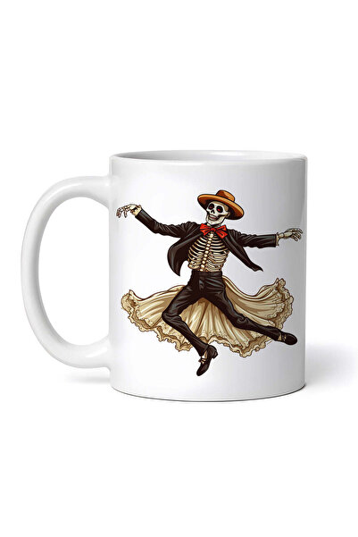 OEM Cană albă personalizată, Dansul scheletului cu trenuleț alb, INOVATIX®. 3...