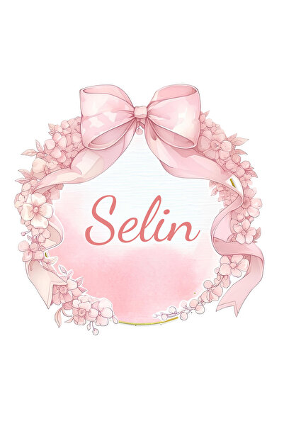 Pera İsme Özel Pembe Kurdele Kız Bebek Etiket 4 Cm Yuvarlak 100 Adet