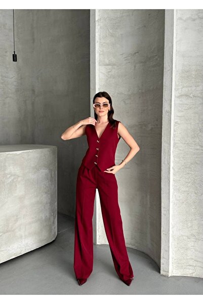 Ekim Store Double Blazer Suit with Ribbon Button Vest