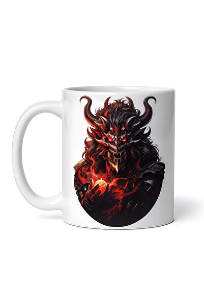 OEM Cană albă personalizată, Demonul Asmodeus cu colți, INOVATIX®. 330ml