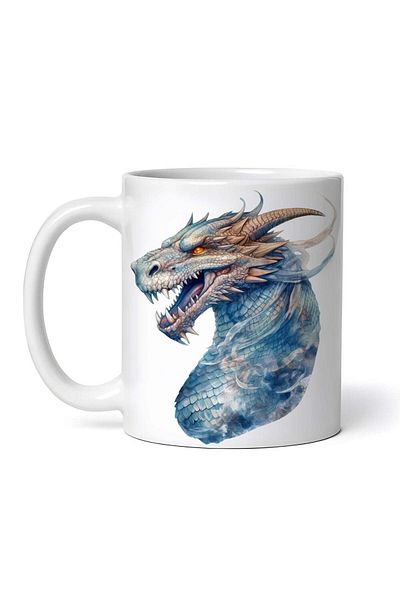 OEM Personalized white mug, Midgard Dragon, INOVATIX®. 330ml